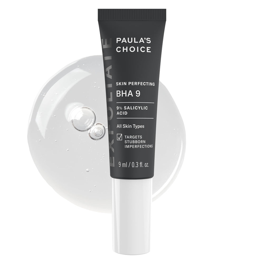 Paula's Choice BHA 9 spot treatment bottle closeup for fragrance-free pore care