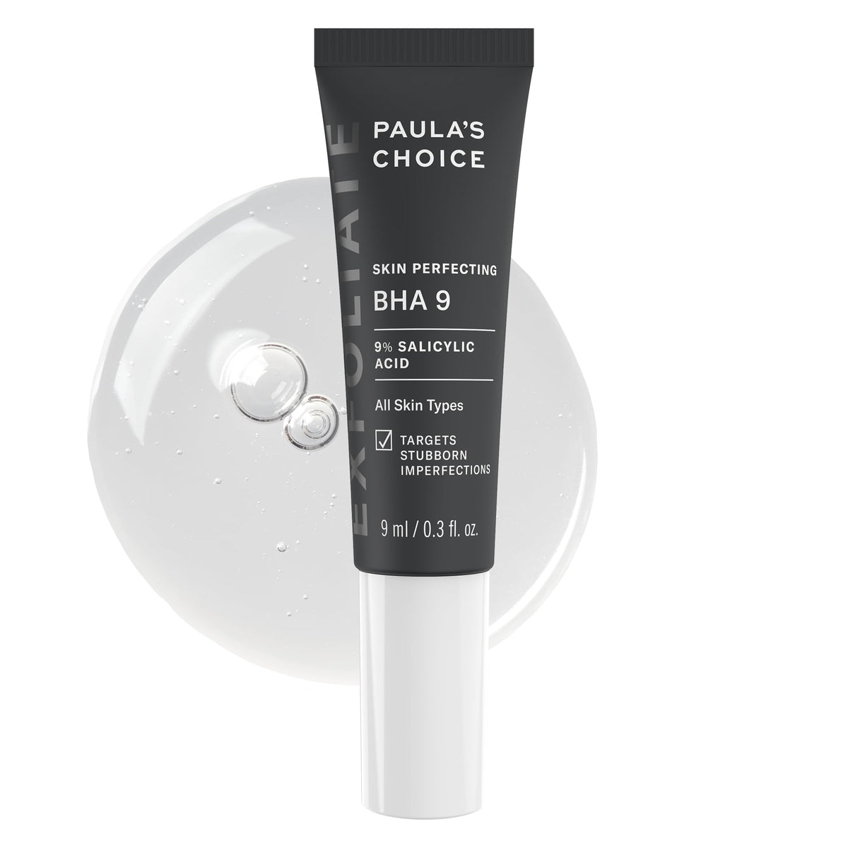Paula's Choice BHA 9 spot treatment bottle closeup for fragrance-free pore care