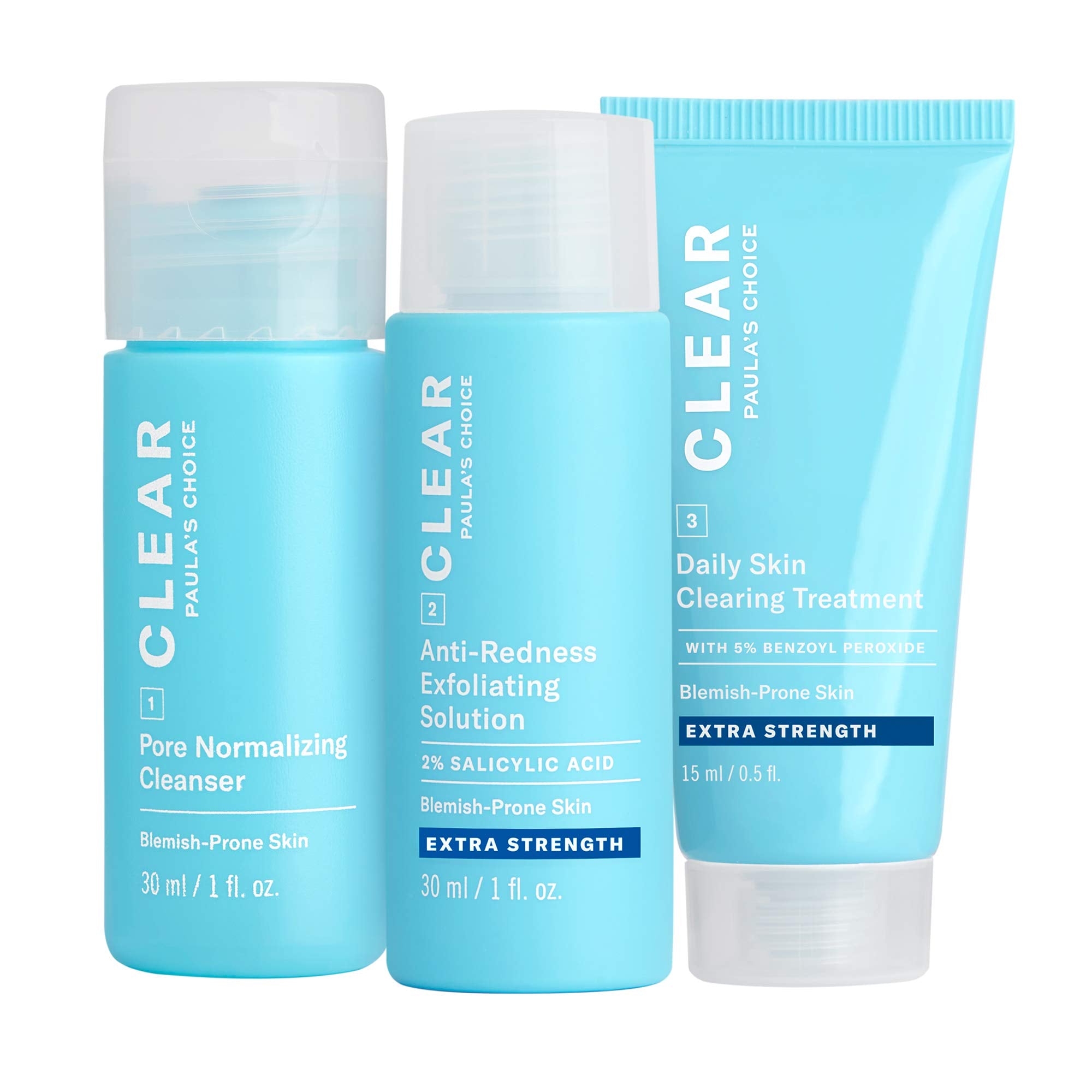 Paula's Choice CLEAR travel kit cleanser image showing gentle pore-clearing action.