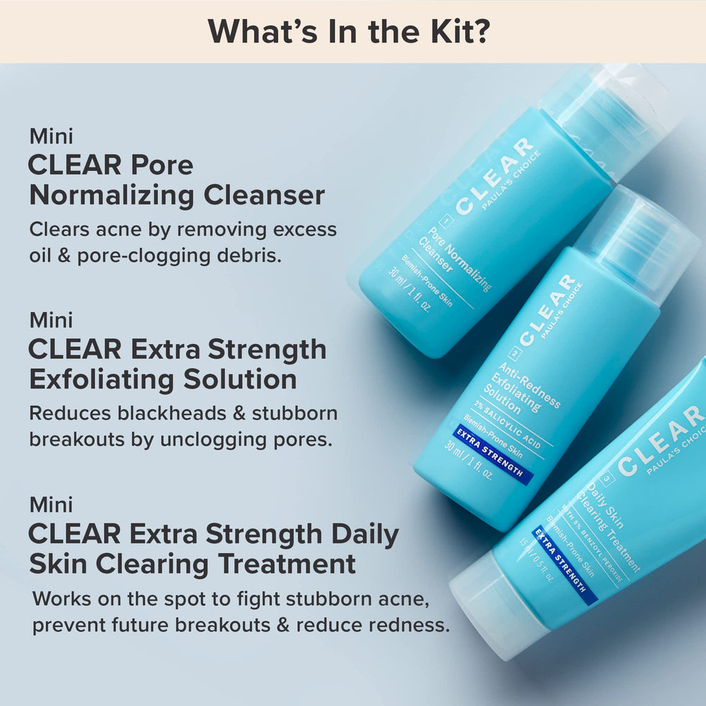 Paula's Choice travel kit packaging box showing organized, travel-friendly acne regimen.