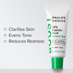 Paula’s Choice booster serum texture close-up highlights a lightweight, oil-free feel.