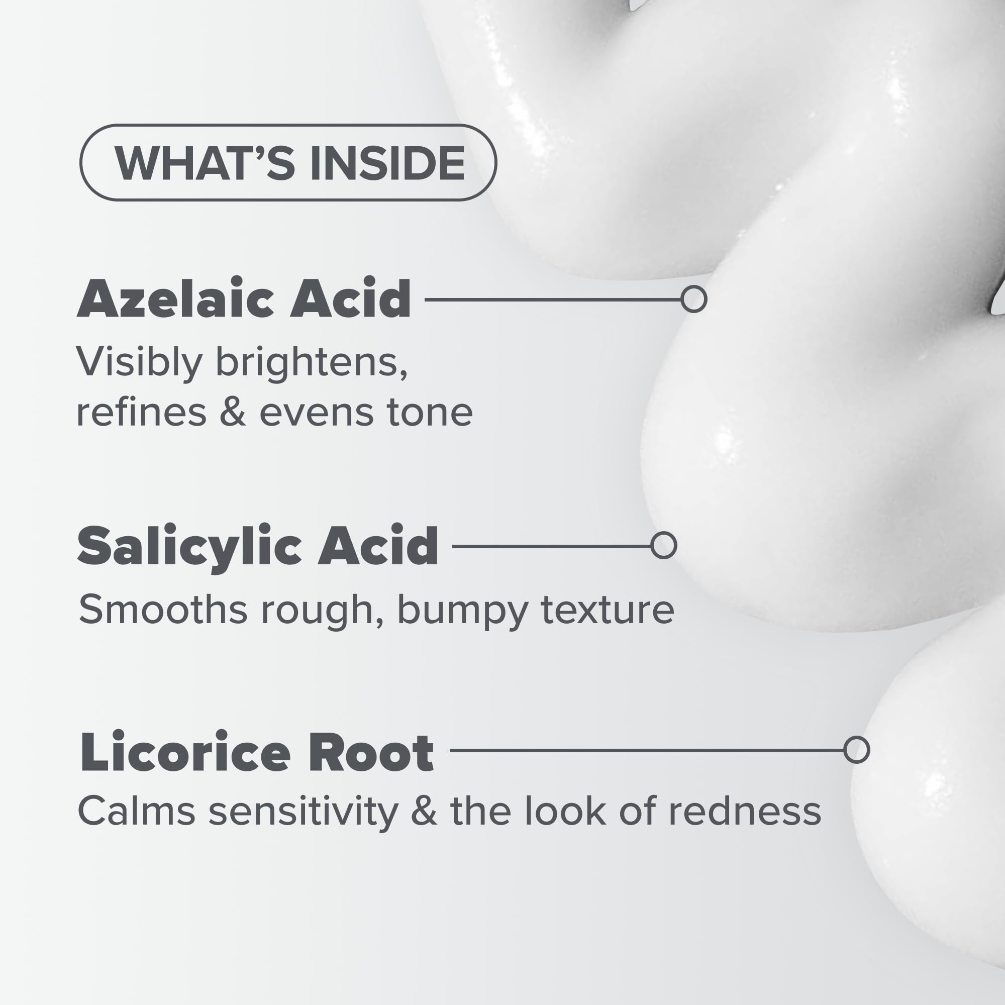 Paula's Choice BOOST azelaic acid oil-free formula on skin for smoother tone.