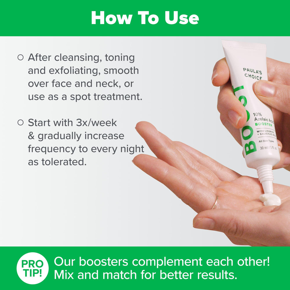 Paula's Choice BOOST azelaic acid texture closeup reveals lightweight, oil-free feel for daily use.