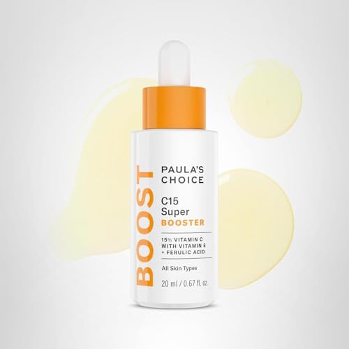 Paula's Choice BOOST C15 serum packaging label emphasizing fragrance-free care.