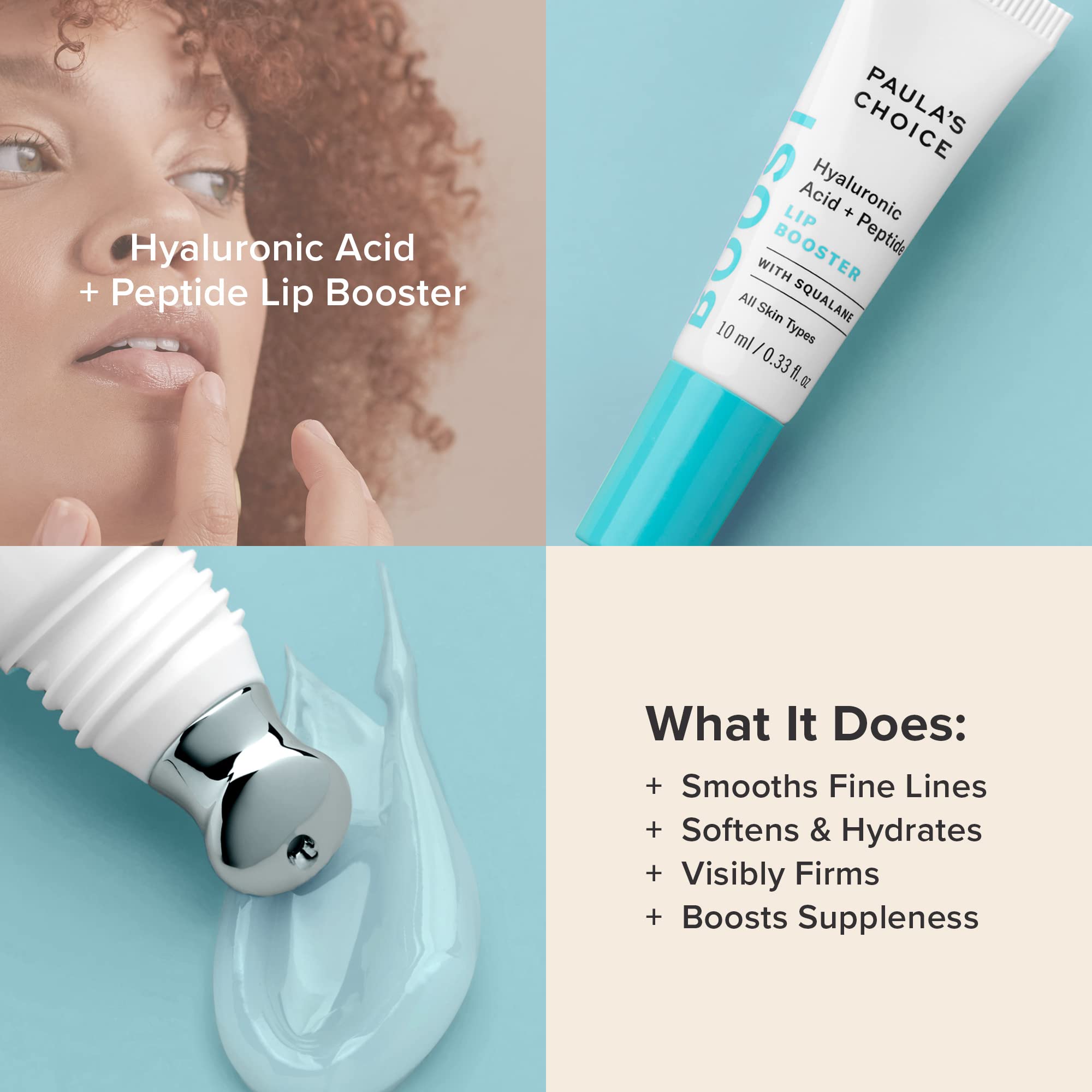 Paula's Choice BOOST Lip Booster with squalane and butters supports soft, smooth lips.