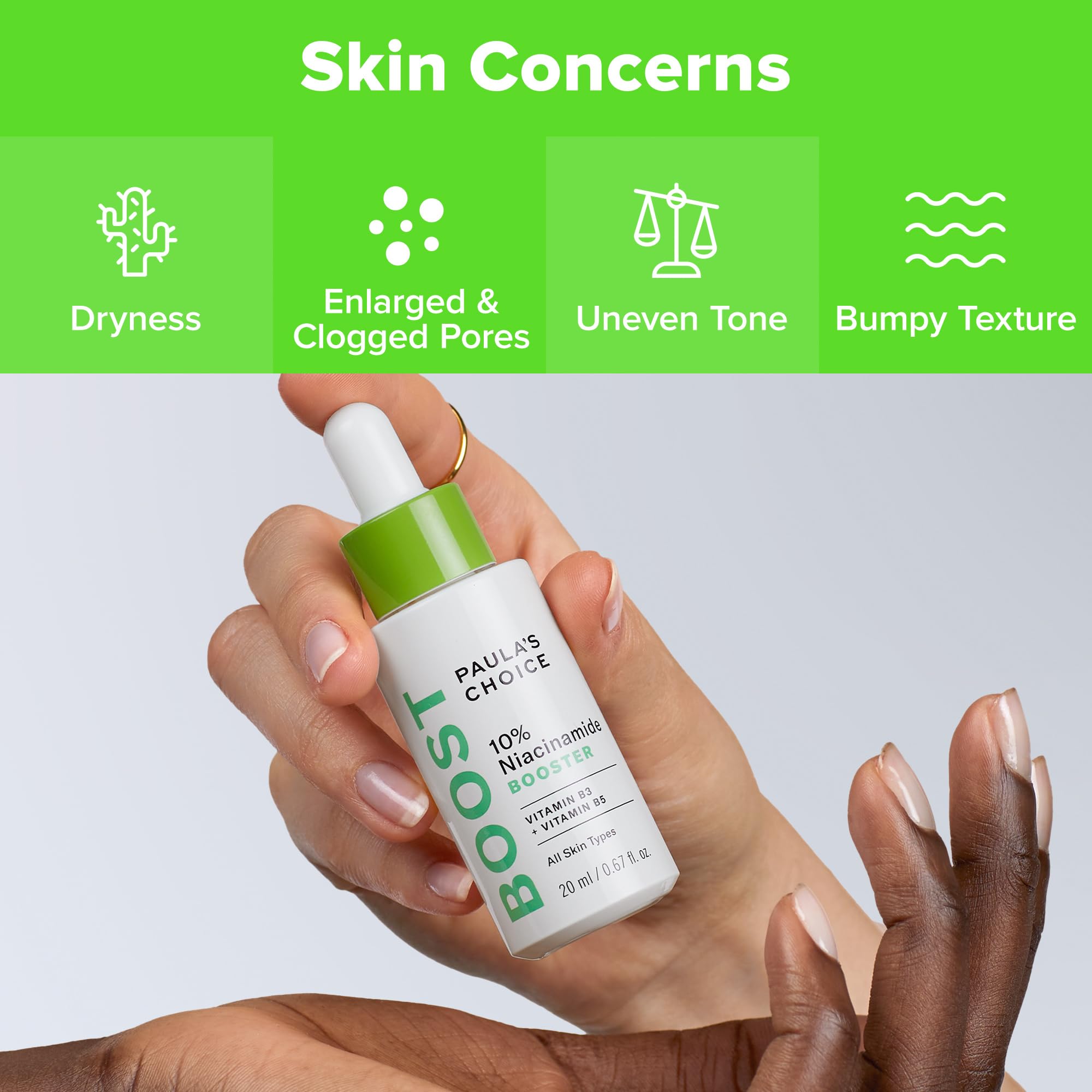 Paula's Choice Boost niacinamide closeup suggests potential for even skin tone.