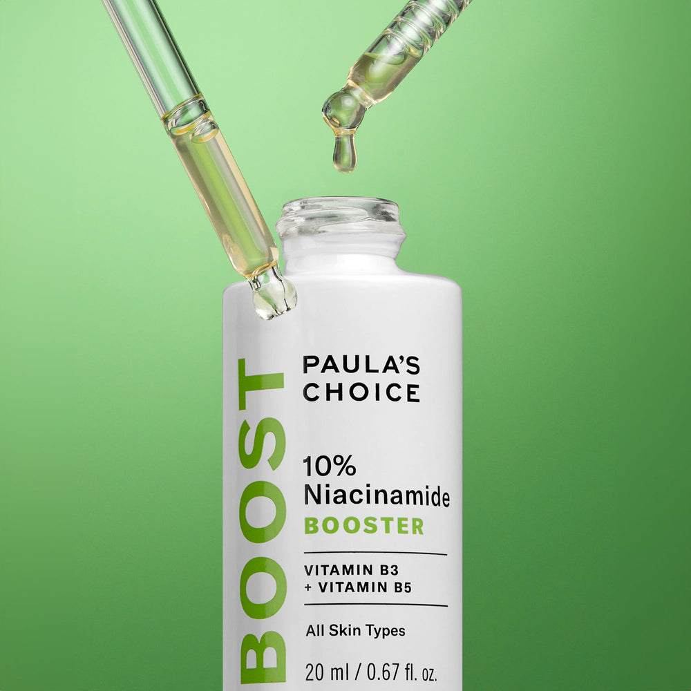 Paula's Choice Boost serum mixed into moisturizer shows customizable treatment for targeted concerns.