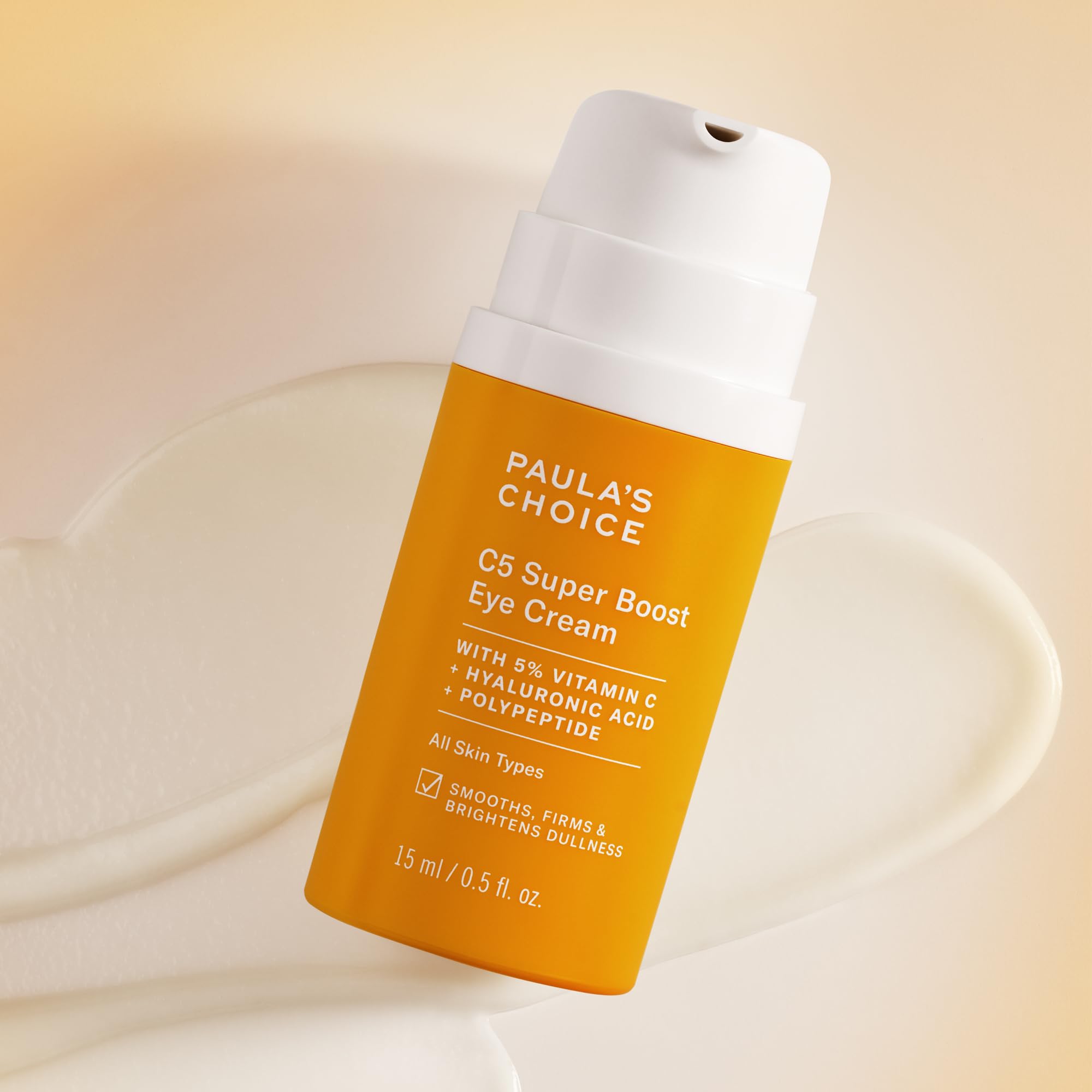 Paula's Choice C5 Eye Cream texture shot emphasizes peptide-powered anti-aging feel