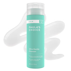 Paula's Choice CALM Ultra-Gentle Cleanser bottle demonstrating fragrance-free soothing cleanse for sensitive skin.