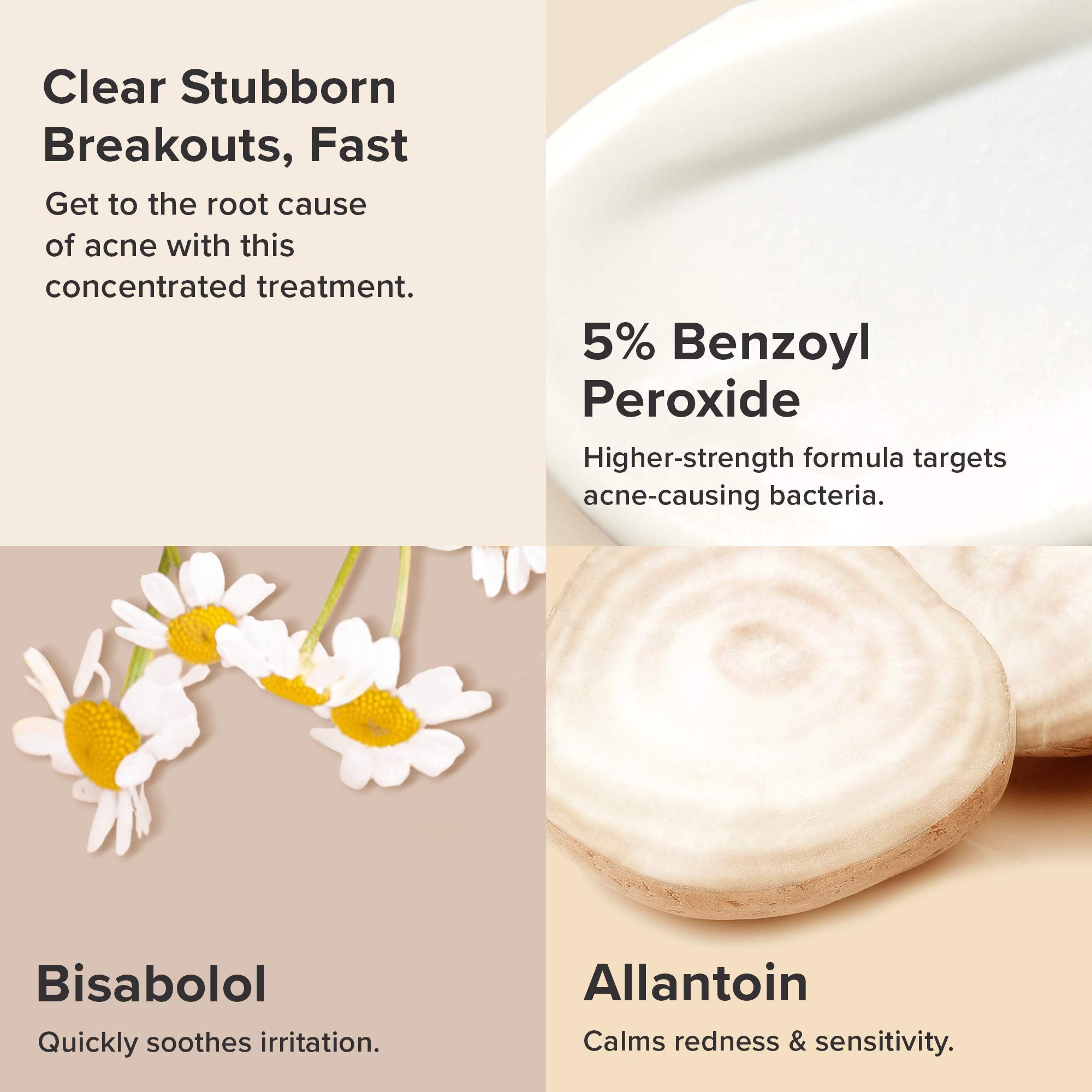 Paula's Choice CLEAR benzoyl peroxide-action close-up highlights targeted blemish support
