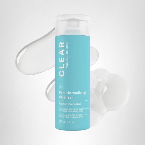 Paula's Choice CLEAR Pore Normalizing Cleanser foaming bubbles image suggests a refreshing cleanse.