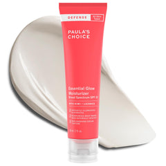 Paula's Choice Defense Essential Glow SPF 30 jar close-up shows radiant dewy finish.