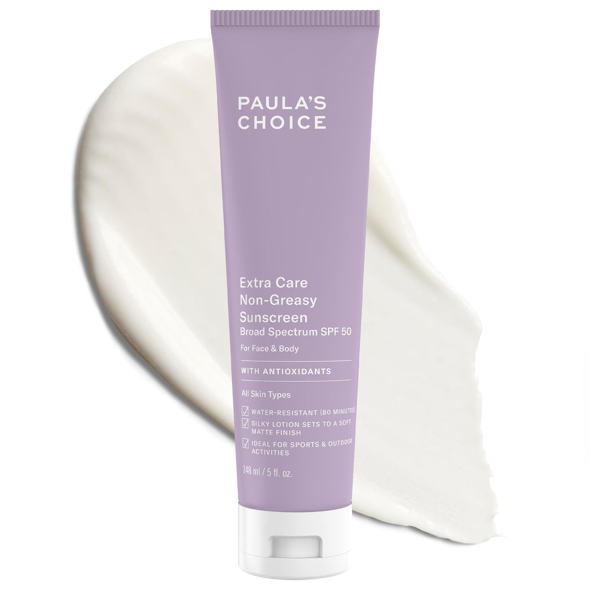 Paula's Choice Extra Care Oil Free Sunscreen face bottle with matte finish protects skin.