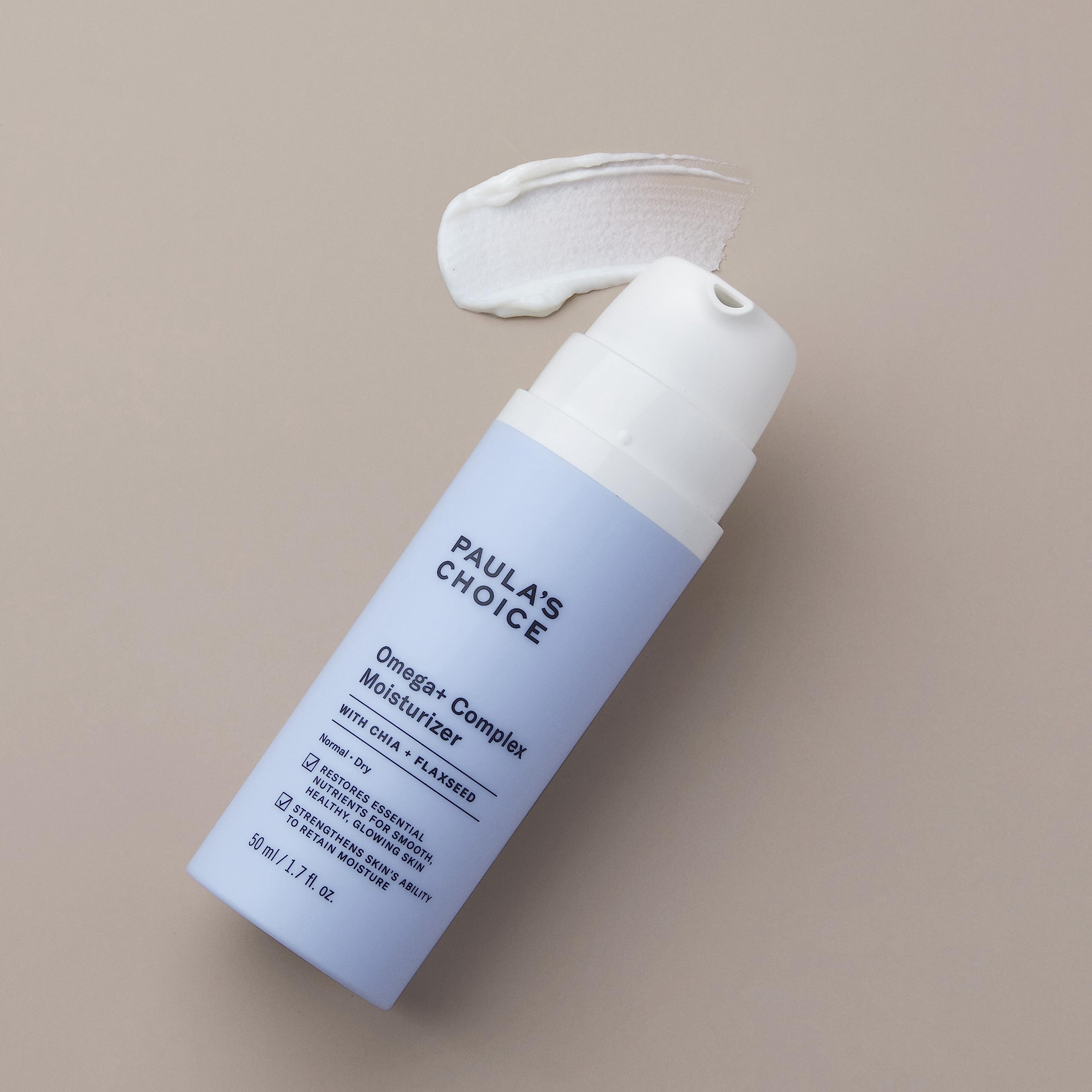 Paula's Choice Omega+ Complex Moisturizer fragrance-free label confirms scent-free formula