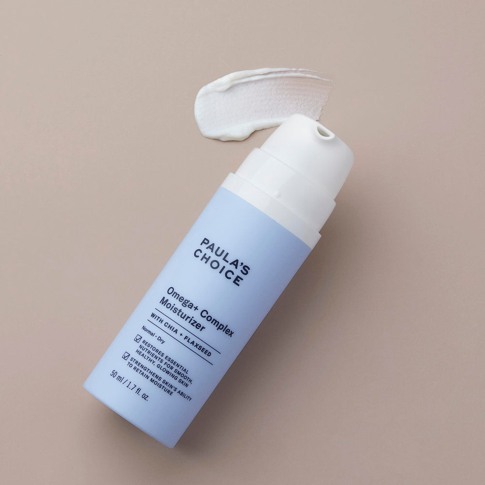 Paula's Choice Omega+ Complex Moisturizer fragrance-free label confirms scent-free formula