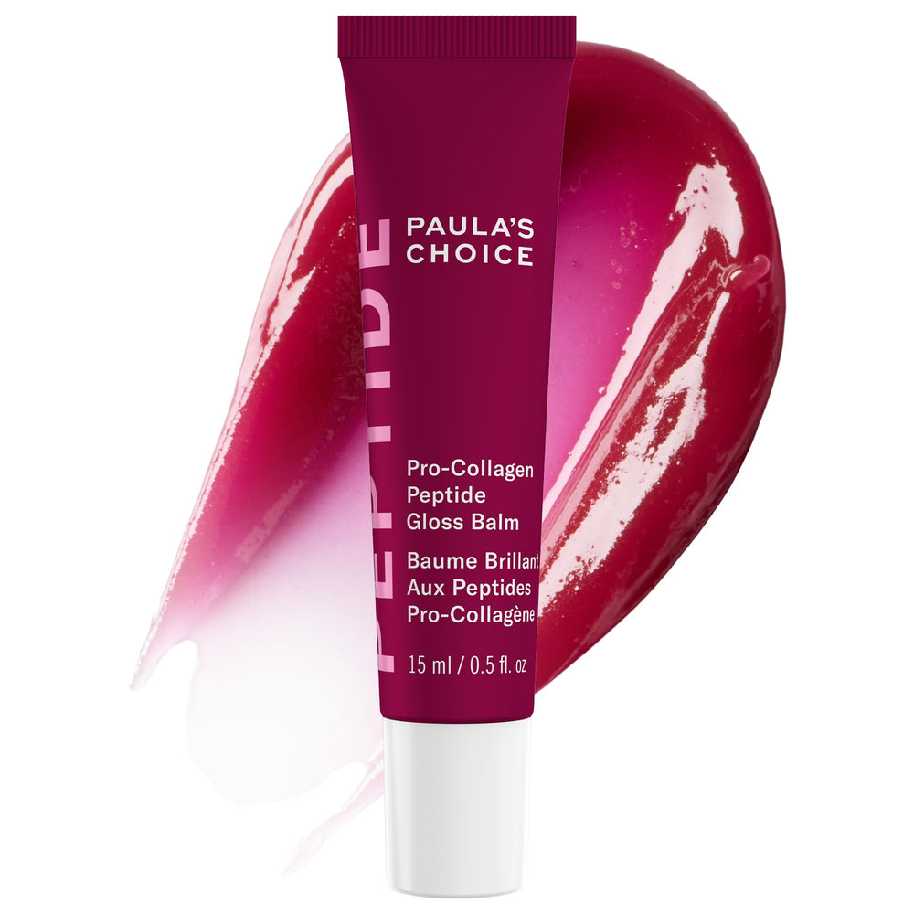 Paula's Choice Pro-Collagen Peptide Gloss Lip Balm application swatch shows instant hydration and subtle plumping.