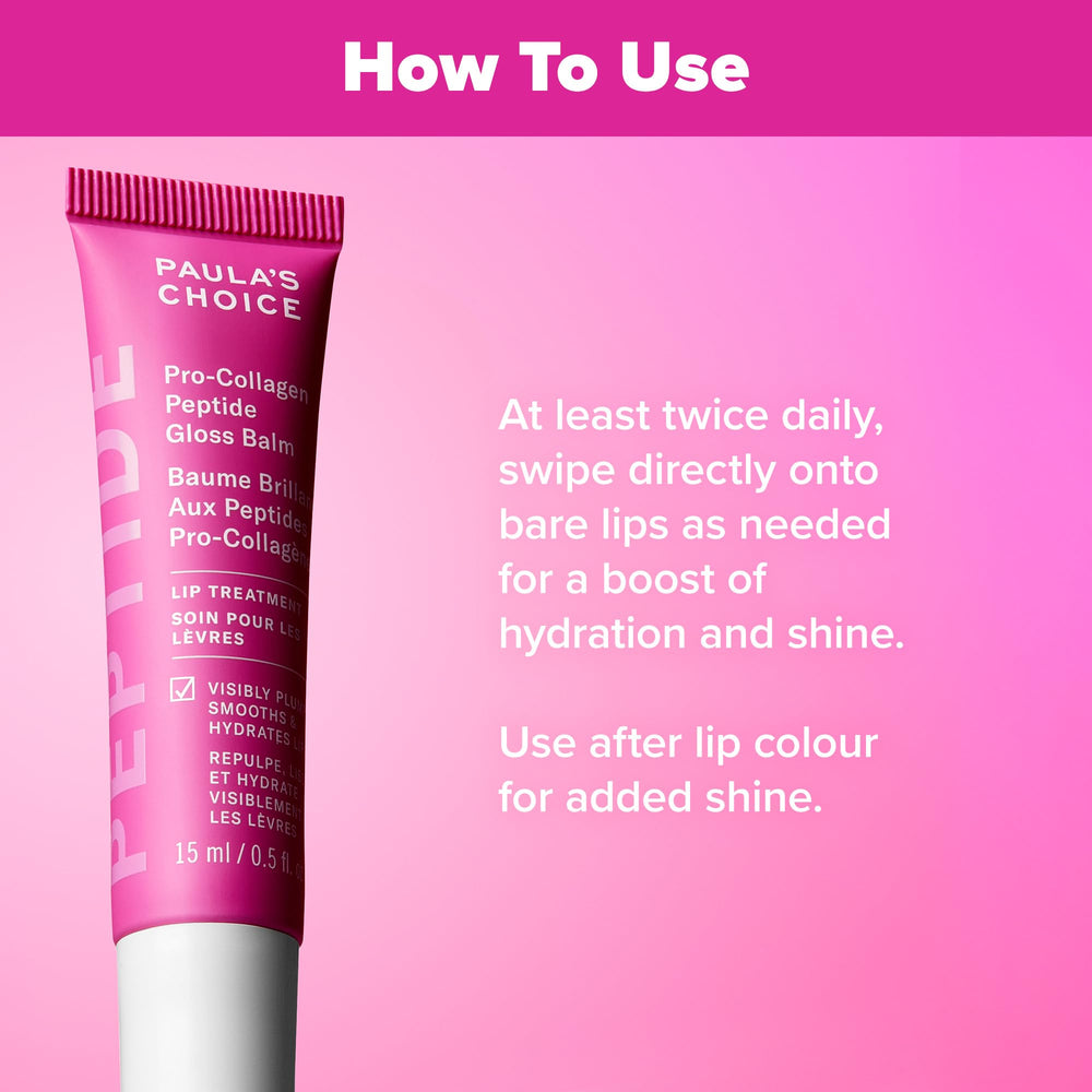 Paula's Choice Pro-Collagen Gloss Lip Balm swatch on lips with shine.