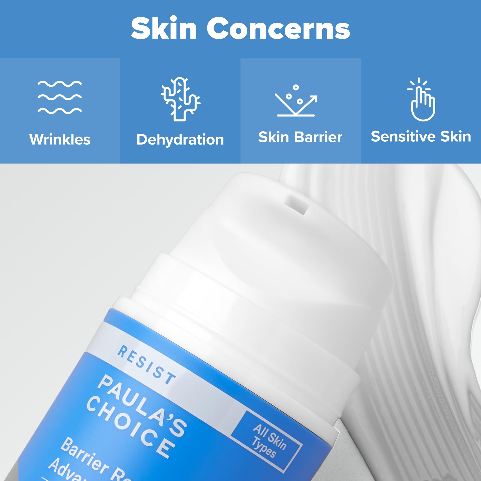 Paula's Choice RESIST Barrier Repair fragrance-free label communicates sensitive-skin friendly care.