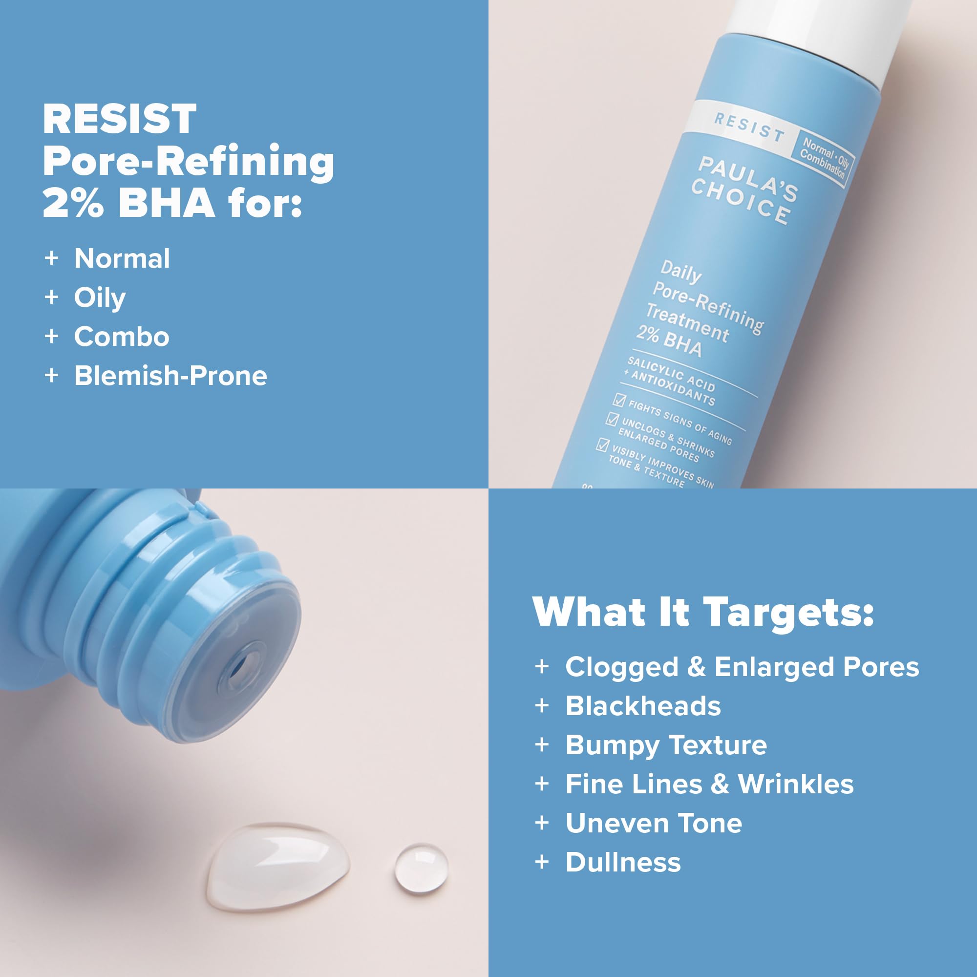 Paula's Choice RESIST daily pore refining treatment-application-step demonstrates easy-on, fast-absorbing daily use.