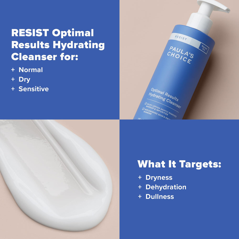 Paula's Choice RESIST Hydrating Cleanser application on fingertips for morning routine.