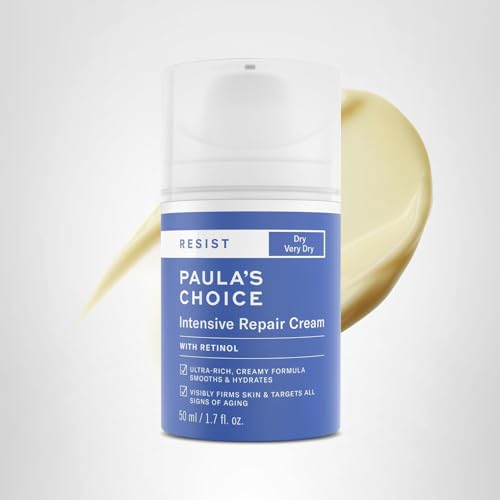 Nighttime skincare routine setup with Paula's Choice Resist Intensive Repair Cream.