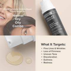 Stabilized retinol detail highlights wrinkle-reducing potential.