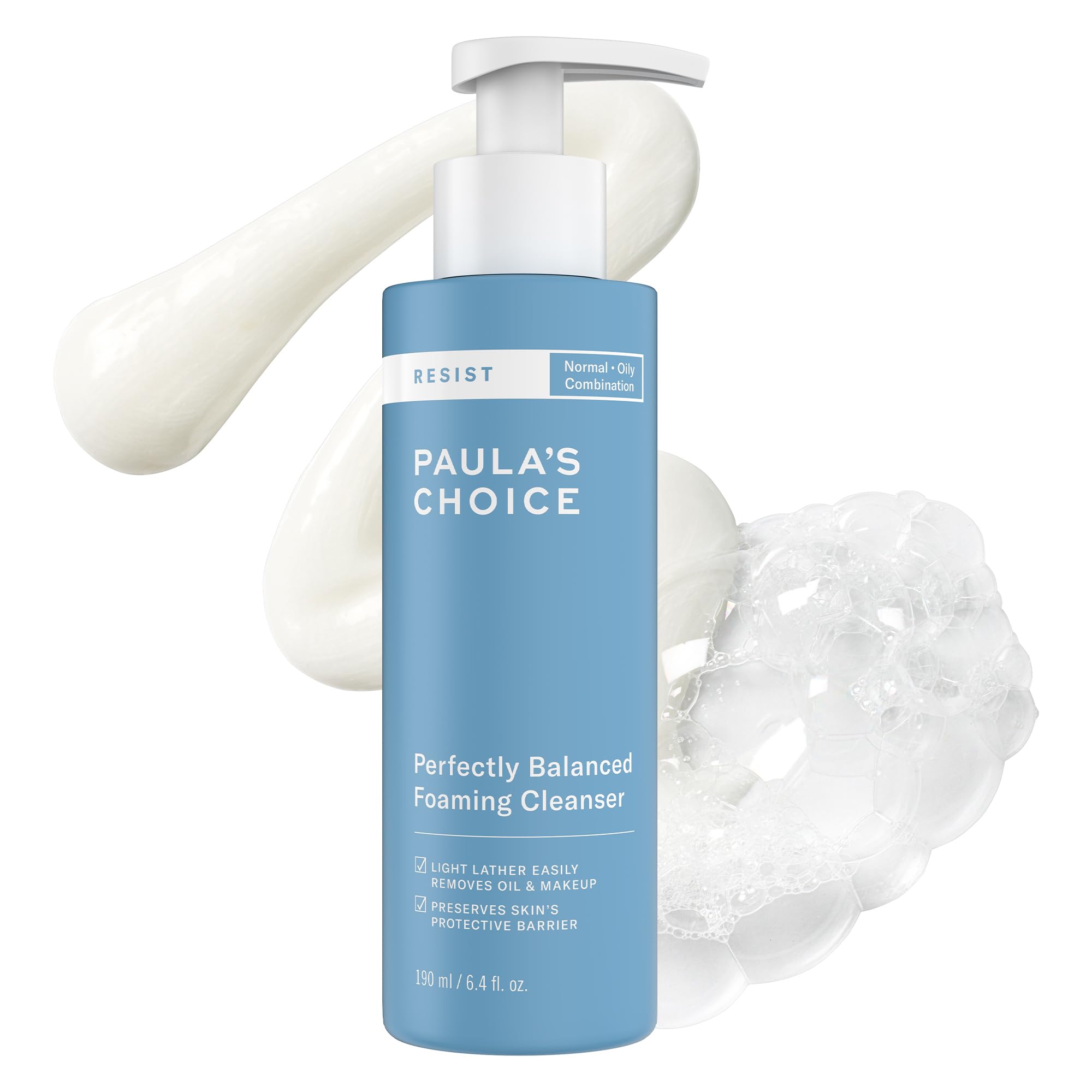 Paula's Choice RESIST cleanser bottle with pump for daily gentle cleansing and balanced skin.