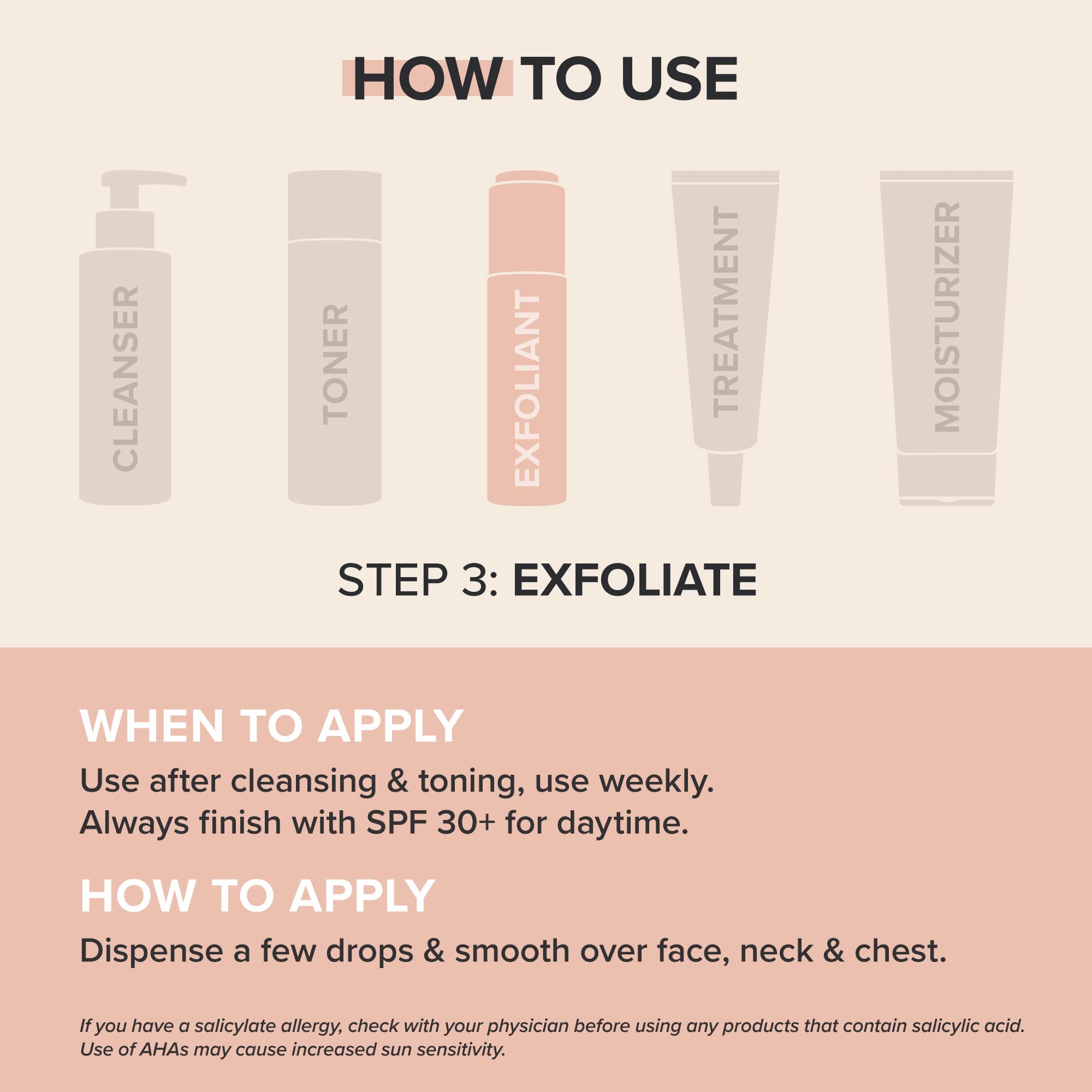 RESIST exfoliant application for evening routine, gentle leave-on formula.