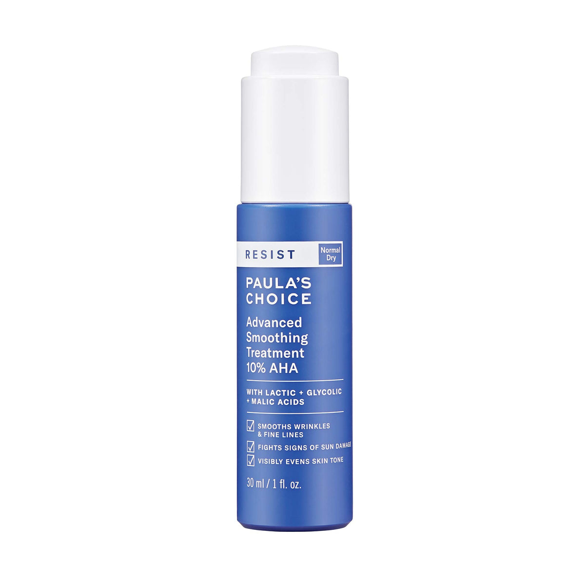 Paula's Choice RESIST smoothing treatment bottle for daily exfoliation, smooth texture and even tone.