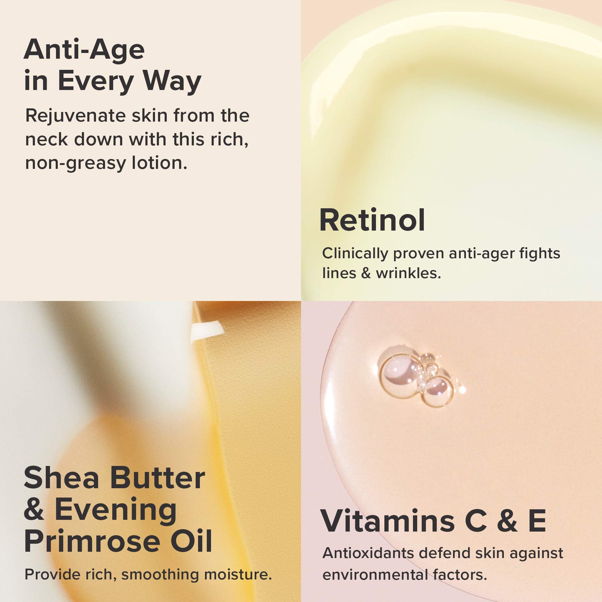 Paula's Choice retinol body lotion application close-up showing smooth texture.