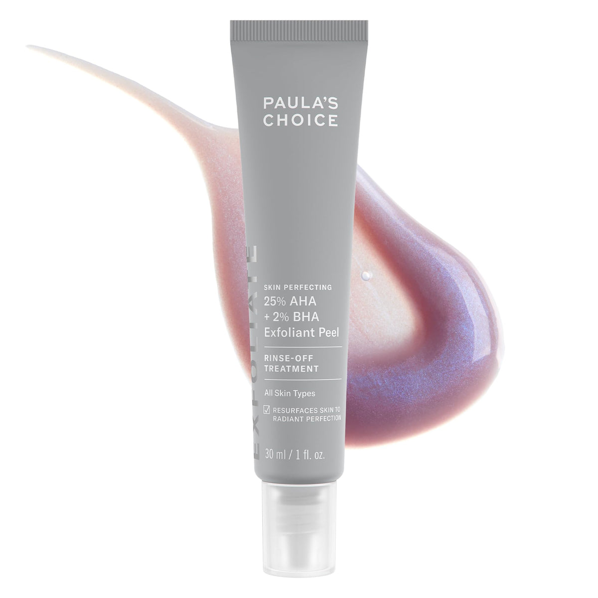 Paula's Choice Skin Perfecting 25% AHA BHA exfoliant bottle on shelf for smoother skin