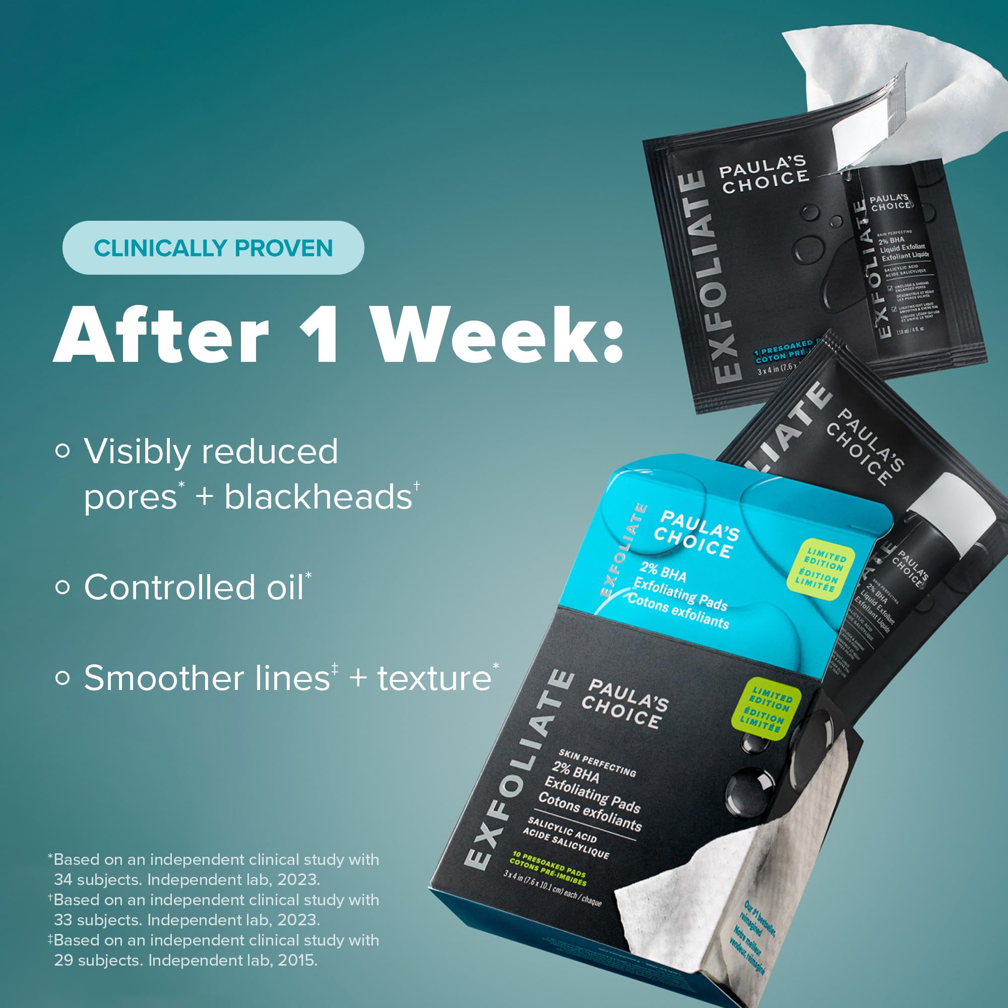 Paula's Choice Skin Perfecting 2% BHA pad application shows simple nightly exfoliation routine.
