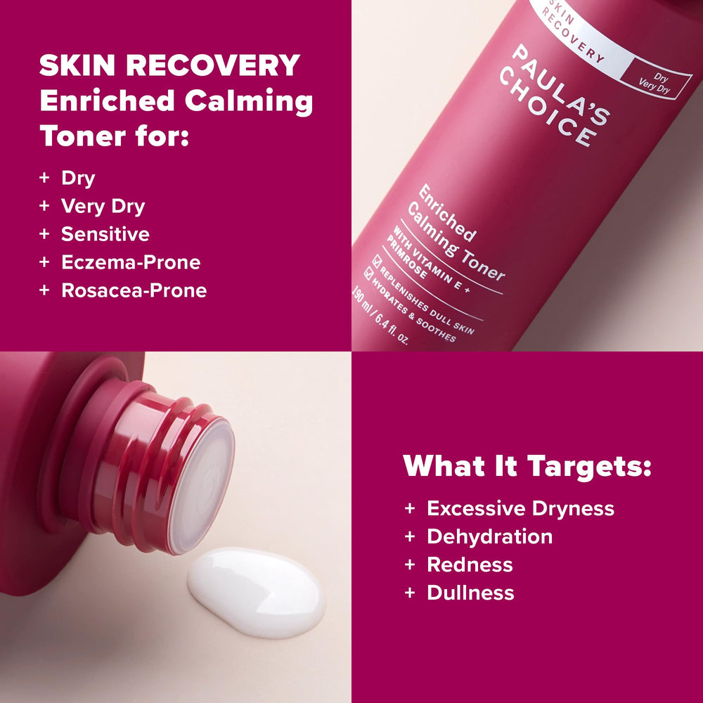 Fragrance-free Paula's Choice Skin Recovery Calming Toner on a clean bathroom tray