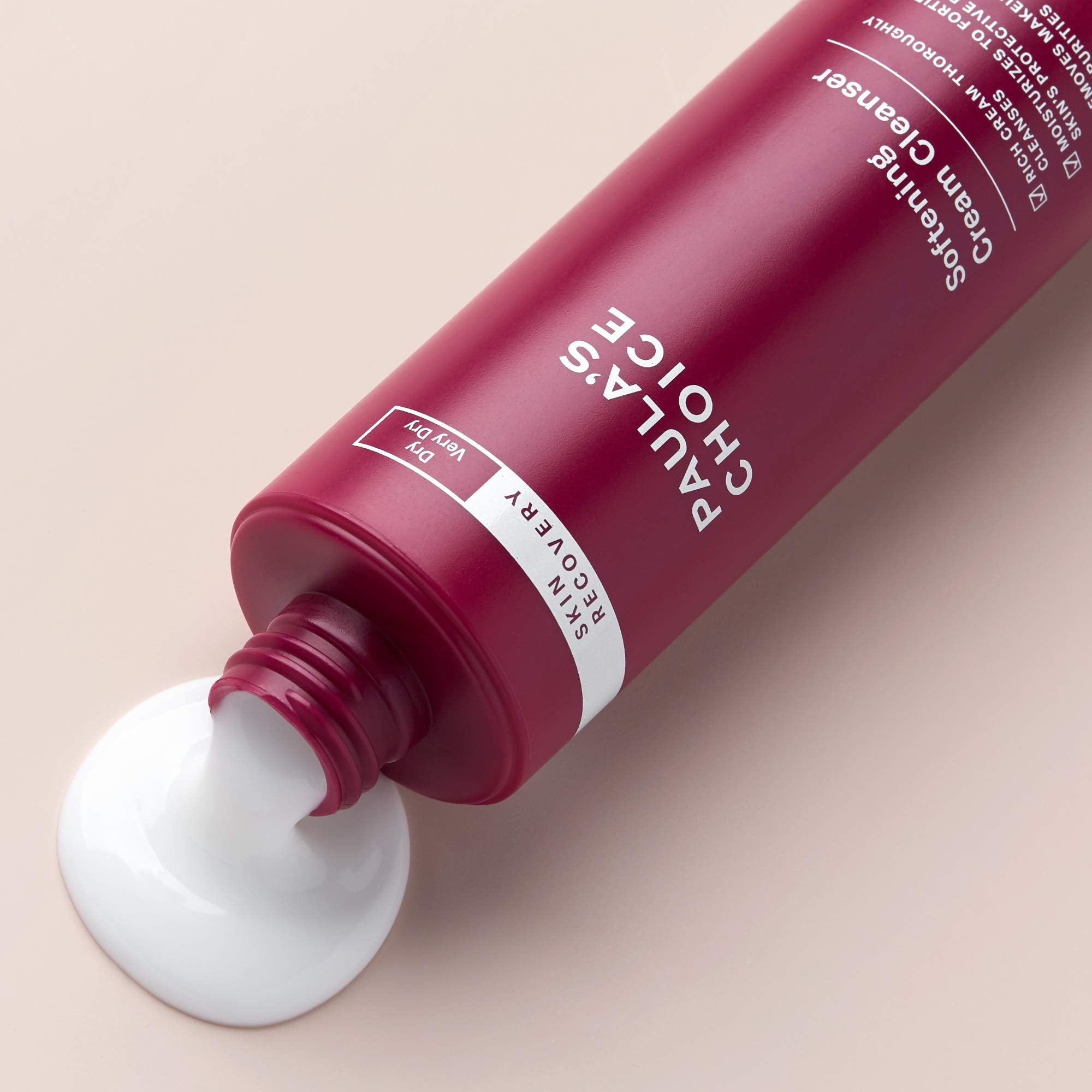 Paula's Choice Skin Recovery Cream Cleanser rinse-close shot illustrating easy makeup removal.