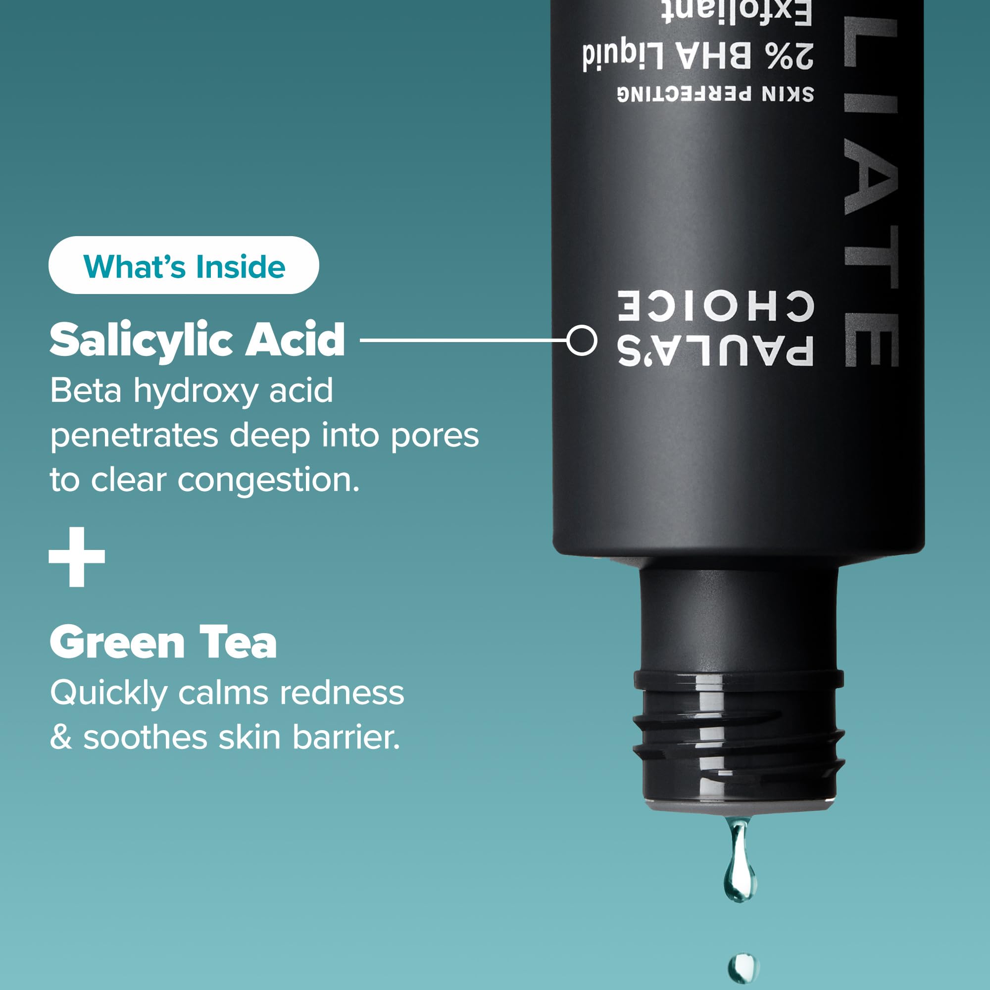 Paula's Choice application on fingertips—quick, leave-on exfoliation after cleansing.