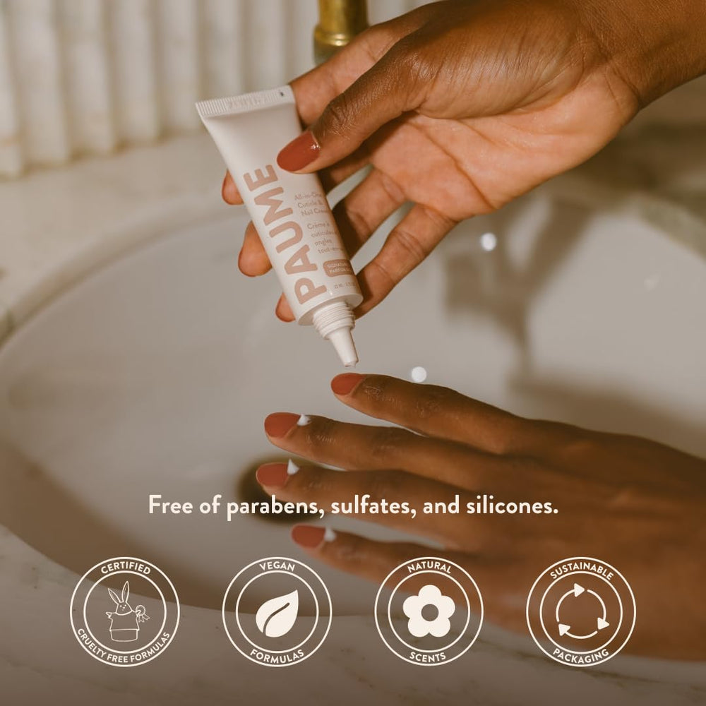 PAUME cuticle treatment on fingertips showcasing nourishing, protective benefits.