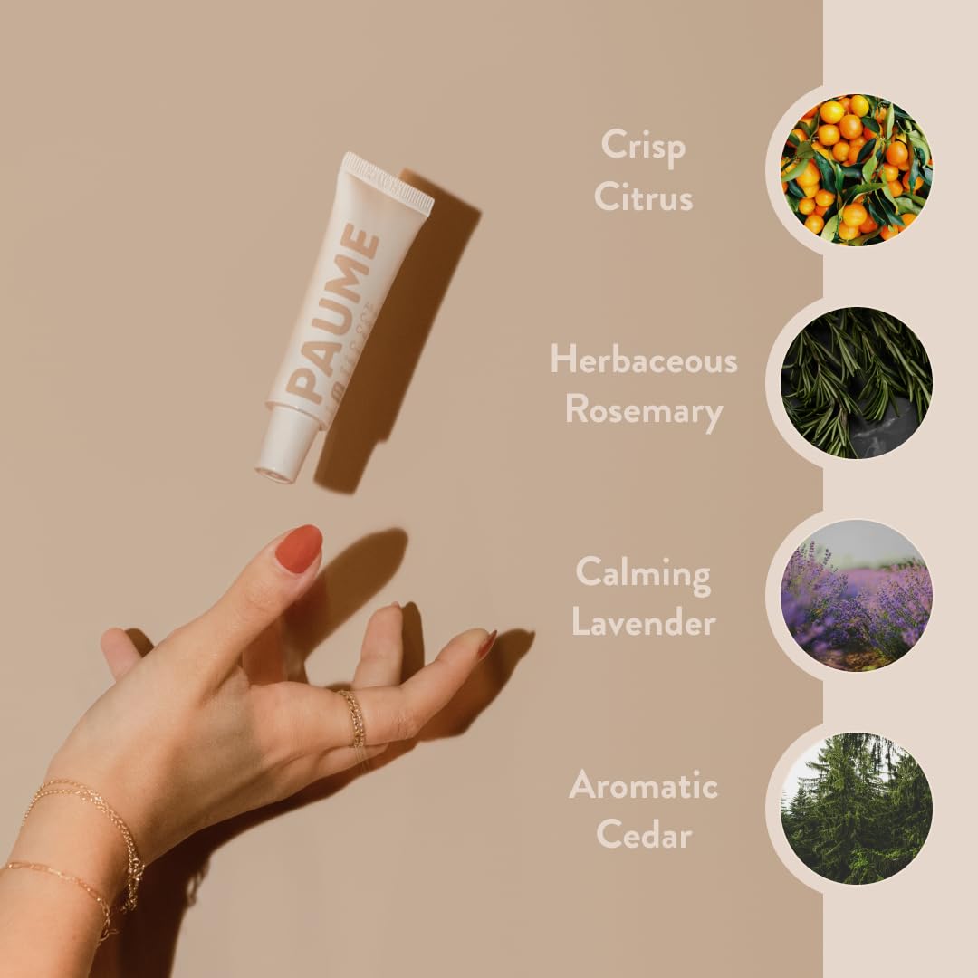 PAUME nail-care scene with eco-friendly packaging highlighting 71% PCR tube.