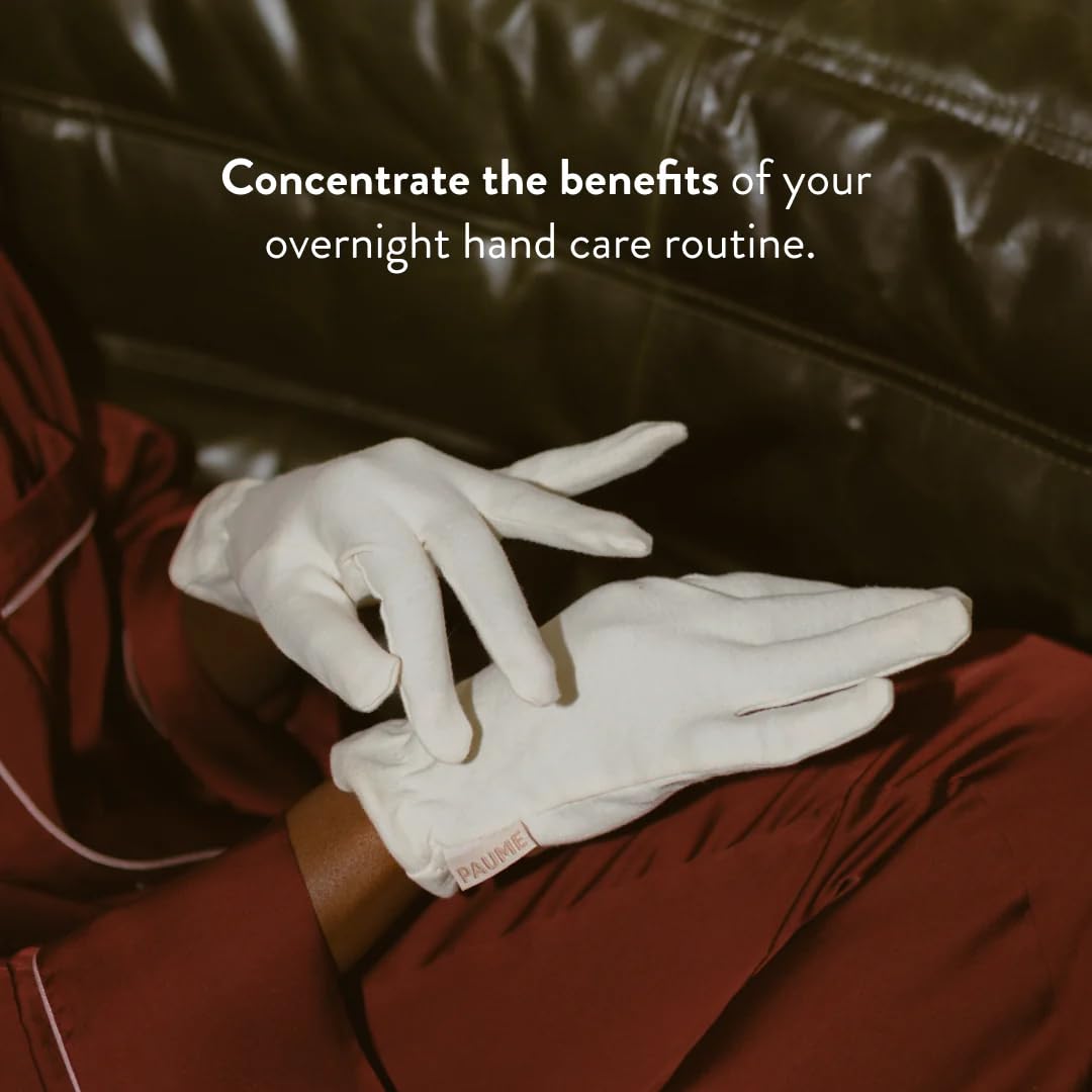 PAUME Overnight Hydration Gloves close-up of soft organic cotton fabric highlights breathability.
