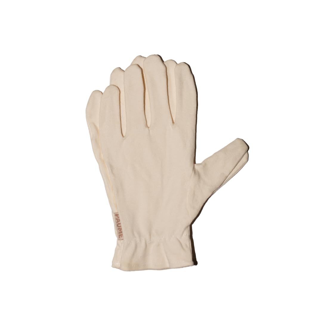 PAUME Overnight Hydration Gloves packaging showcases premium organic cotton for gentle overnight use.