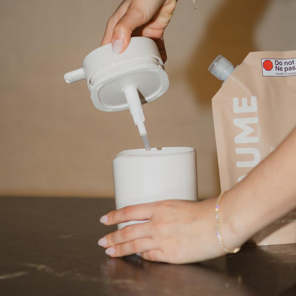PAUME Signature refill bag pairing with 17 oz PAUME sanitizer