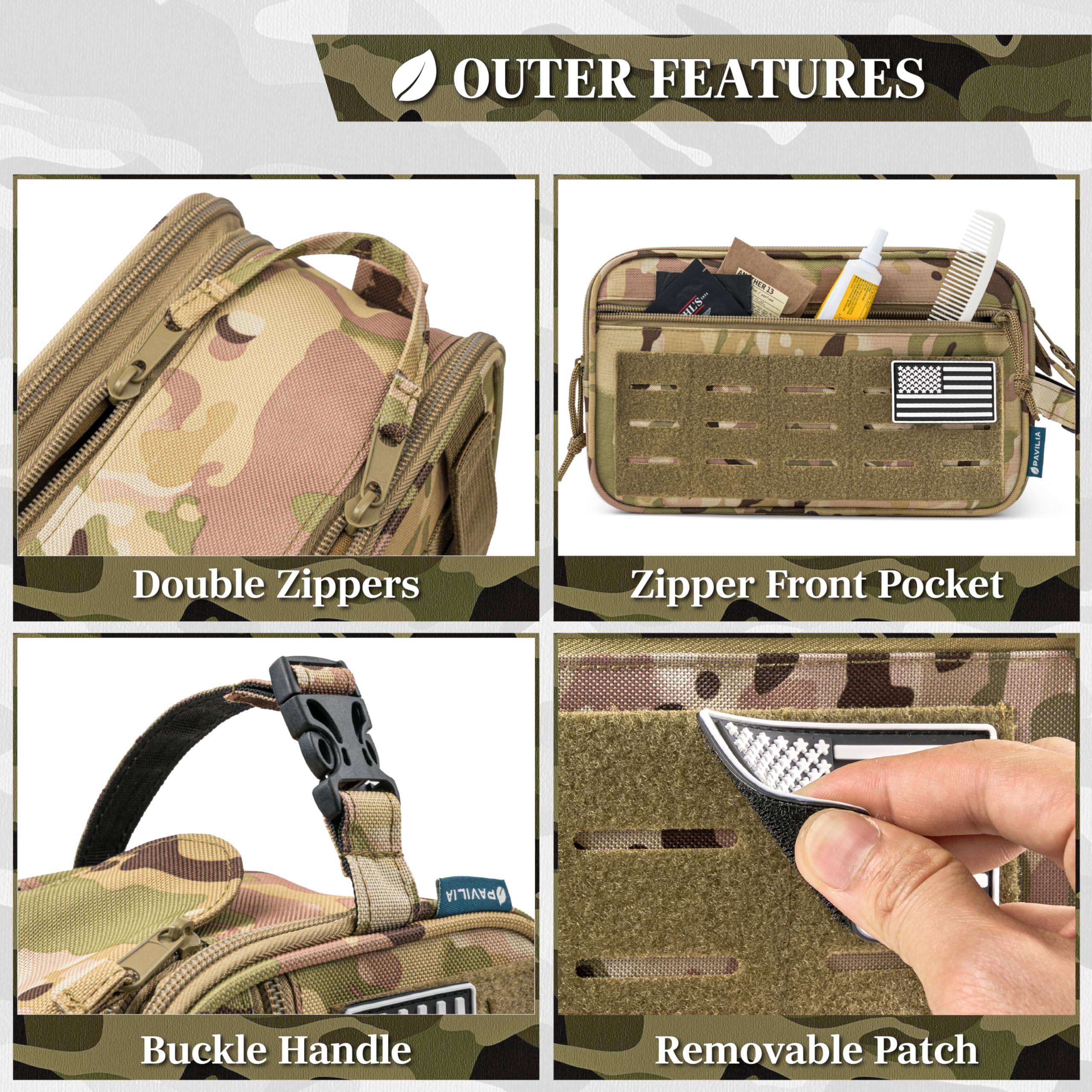 PAVILIA 900D water-resistant fabric protects contents during travel.