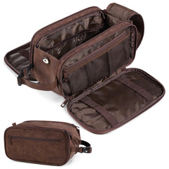 PAVILIA large toiletry bag opened showing main compartment for travel essentials.