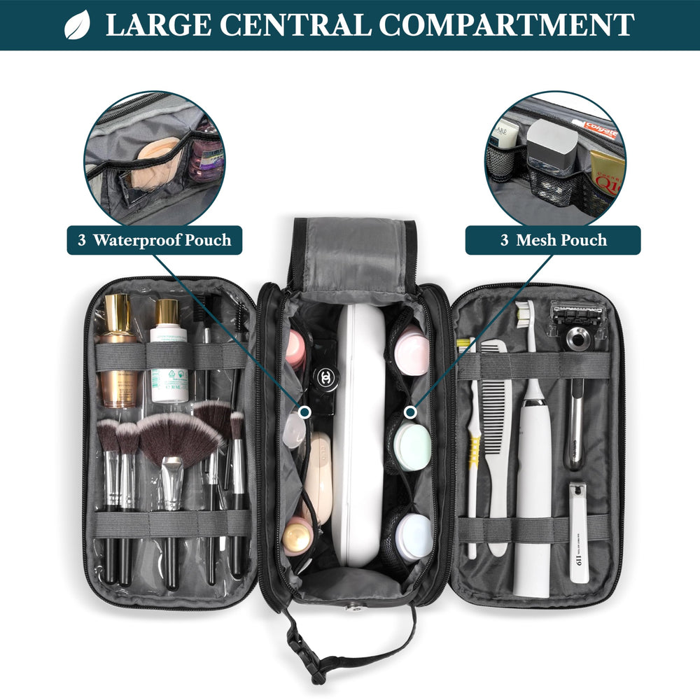 PAVILIA Toiletry Bag dimensions 10.5 x 5.5 x 6 inches for ample packing.