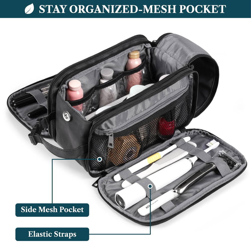 PAVILIA Toiletry Bag double-zipper design enables easy packing and retrieval.