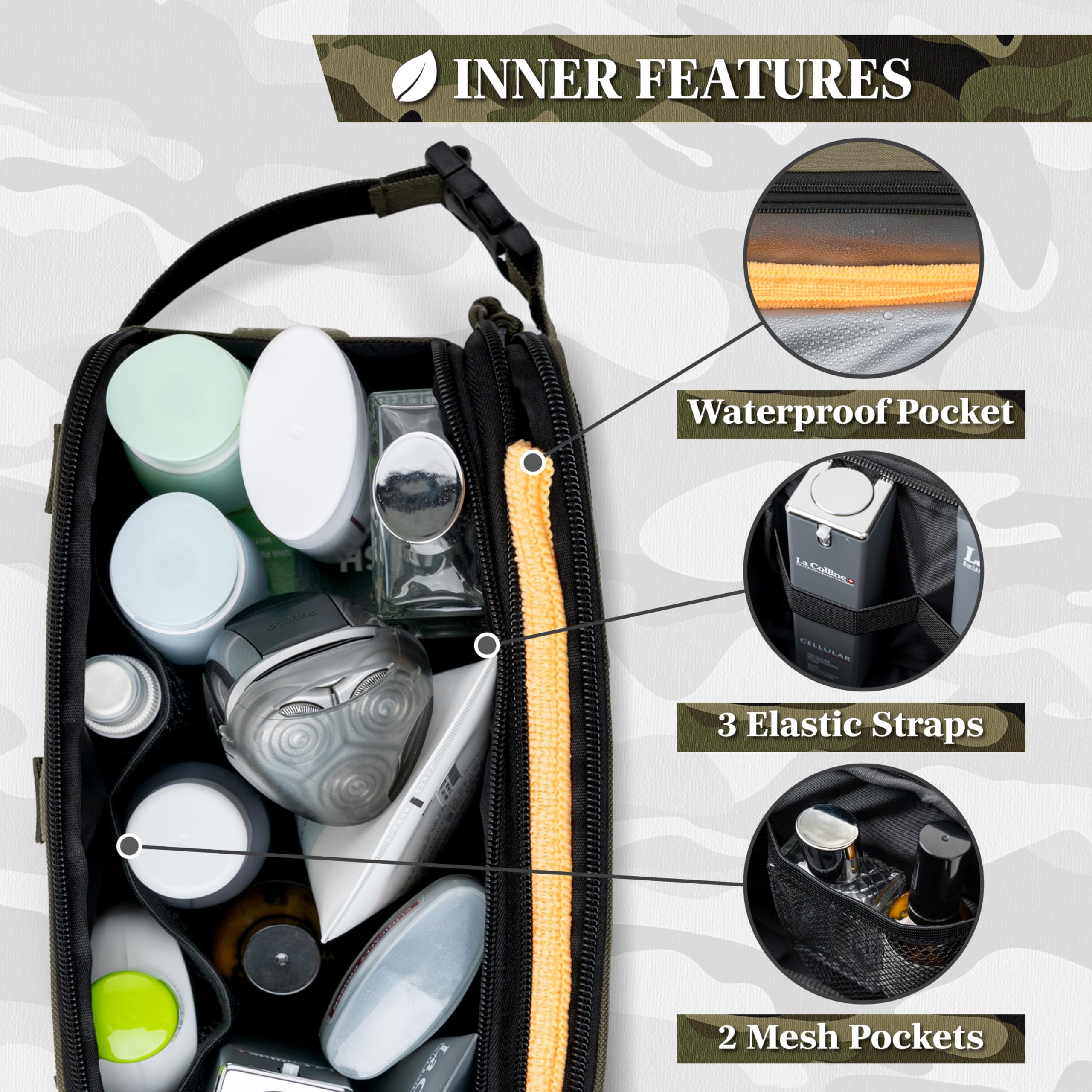 PAVILIA bag dry-wet separation pocket helps separate damp items after shower