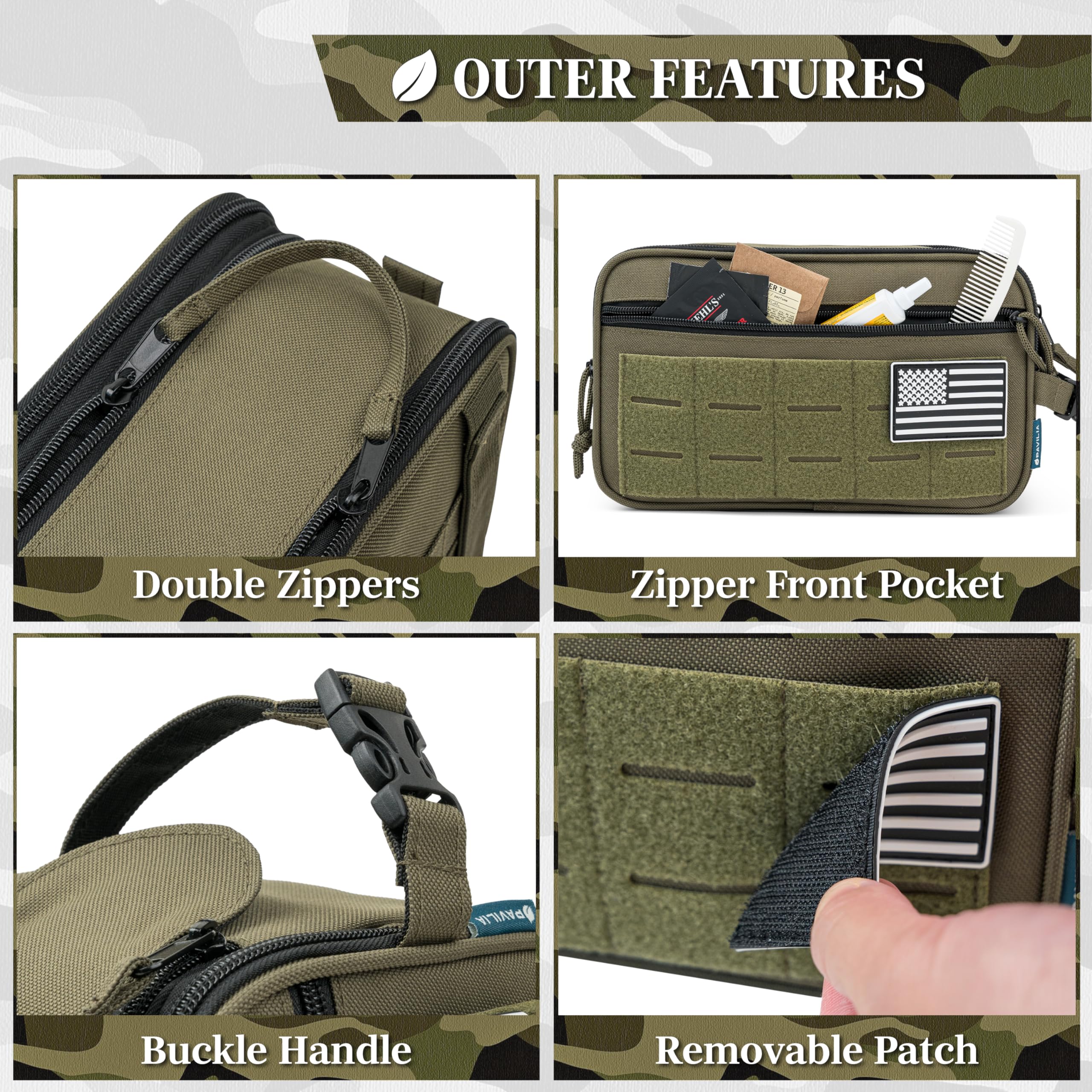 PAVILIA front pocket holds small items within quick reach