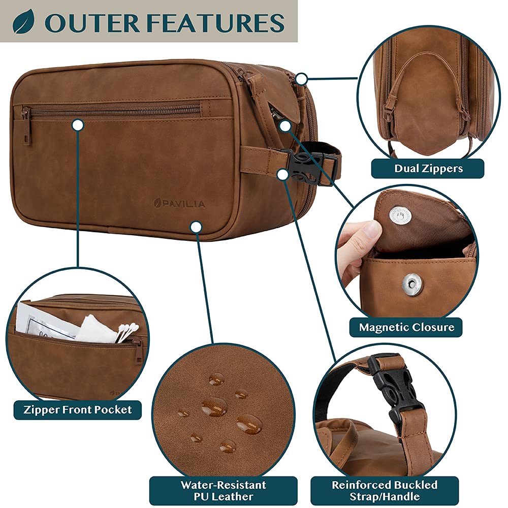 PAVILIA Toiletry Bag hanger clip design keeps it accessible in hotel bathrooms.