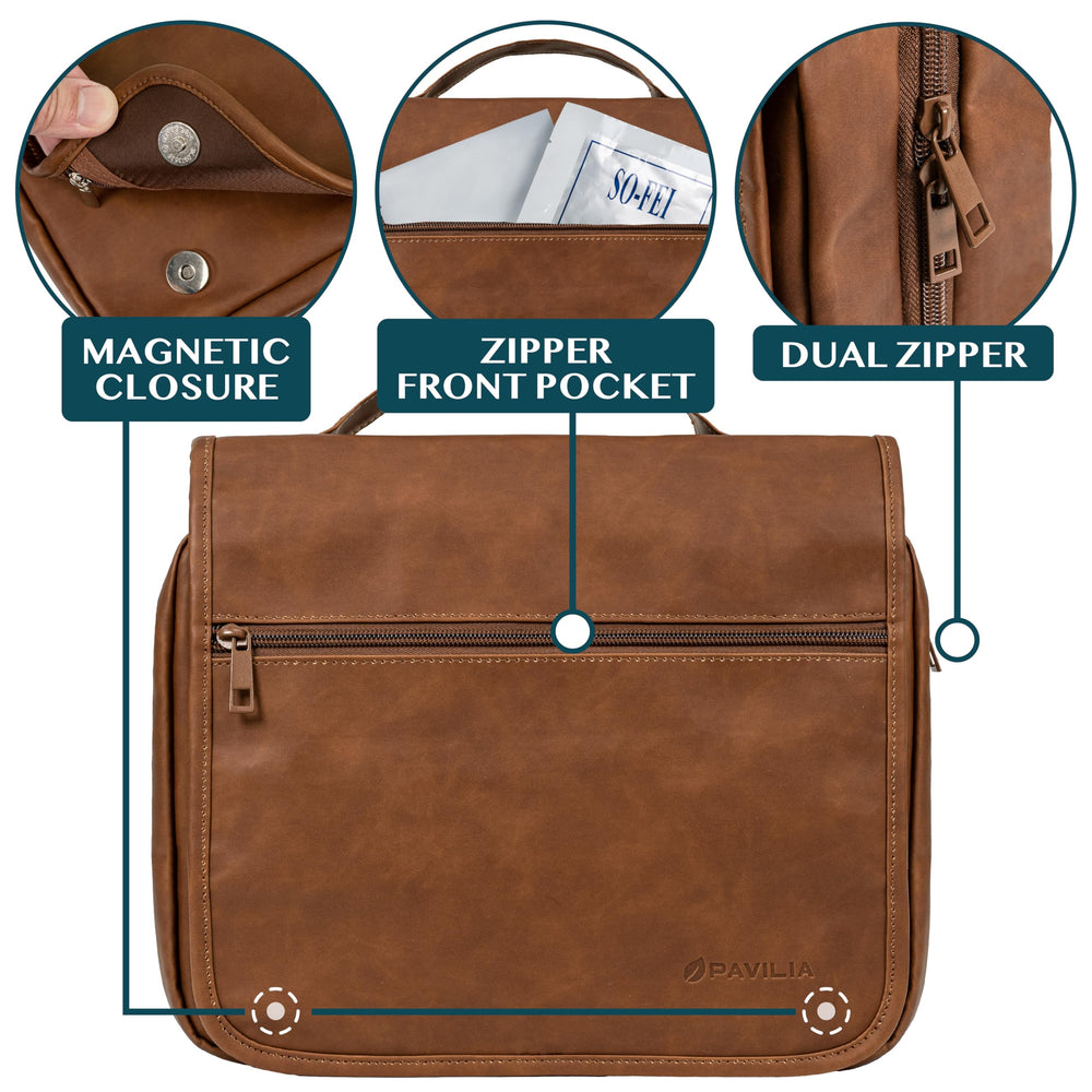 PAVILIA bag with hanging hook—easy bathroom shelf access.