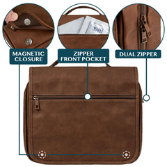 PAVILIA toiletry bag with hanging hook for convenient hotel bathroom setup.