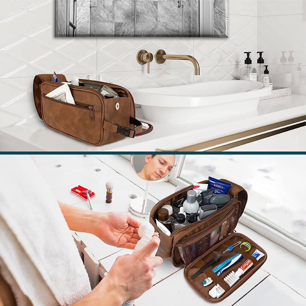 PAVILIA Toiletry Bag large opening for easy packing of shaving kits and toiletries.